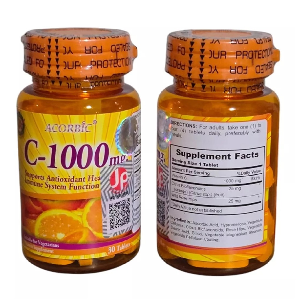 ACORBIC Vitamin C 1000mg Citrus Antioxidant Immune Health Vegetarian 30 Tablets - Image 4