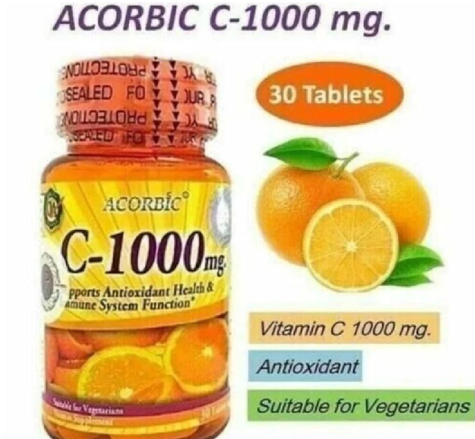 ACORBIC Vitamin C 1000mg Citrus Antioxidant Immune Health Vegetarian 30 Tablets - Image 2