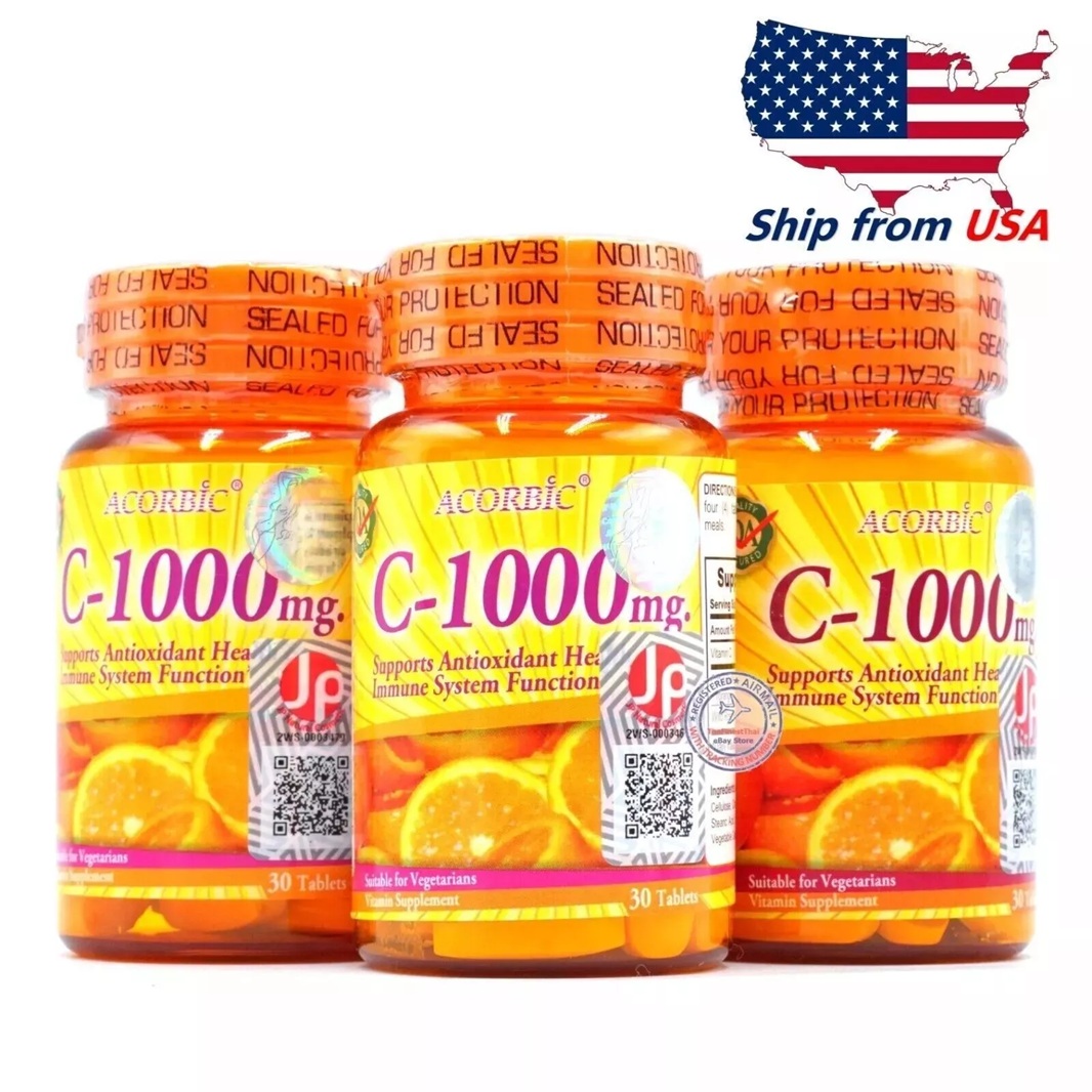 ACORBIC Vitamin C 1000mg Citrus Antioxidant Immune Health Vegetarian 30 Tablets