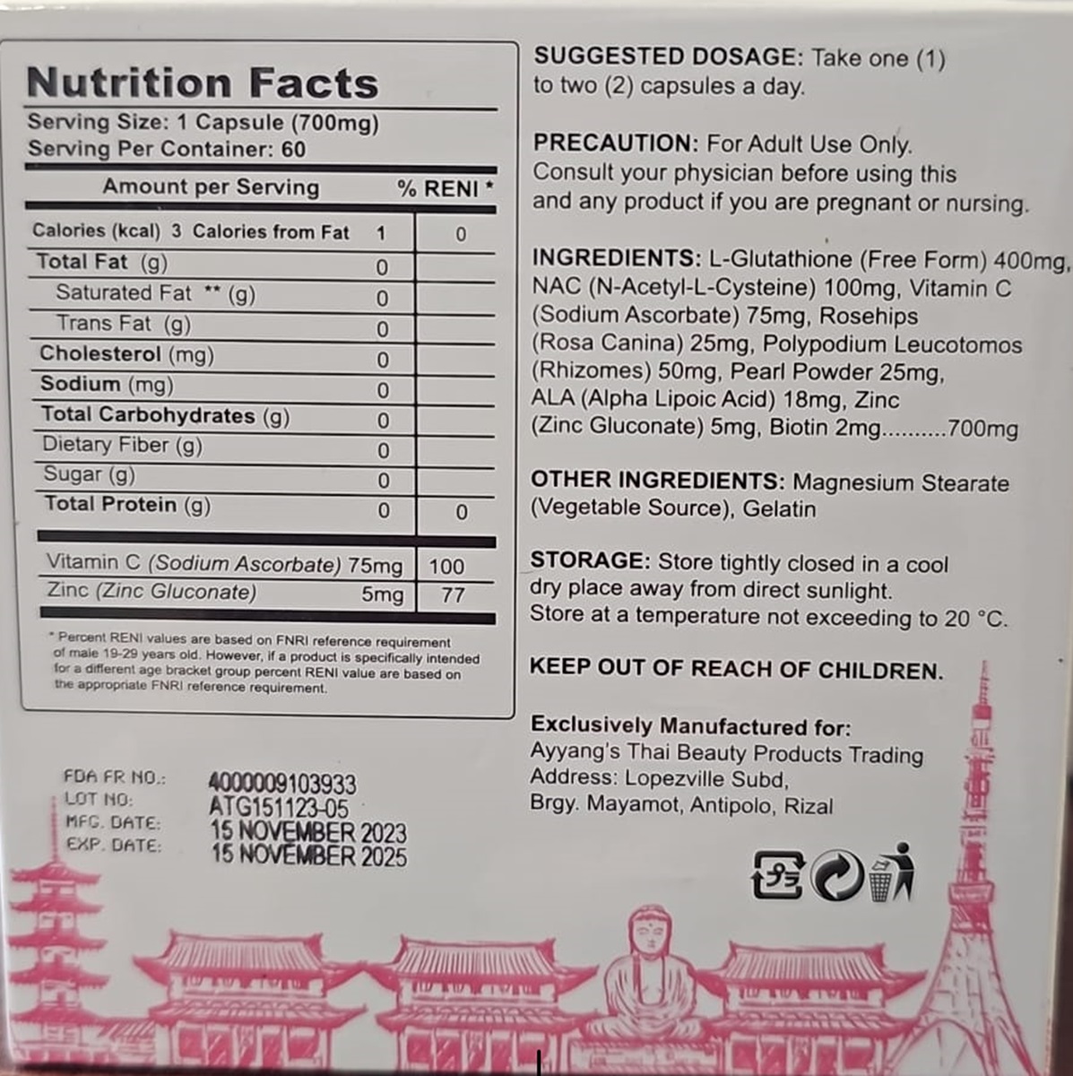 Aishi Premium Tokyo White C-Block Dyfage Glutathione 60 Capsules - Image 5