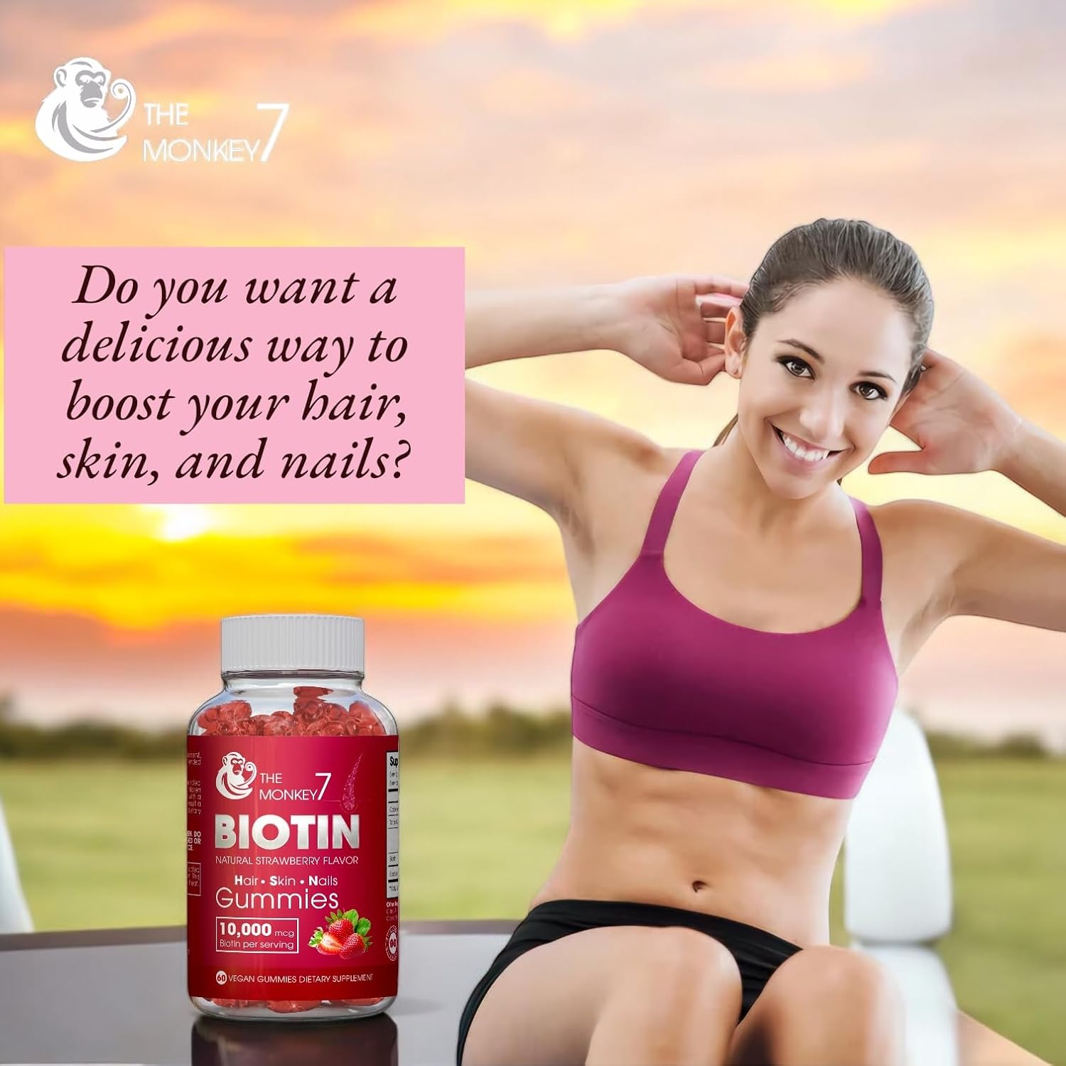 Biotin Gummy Bears Hair Growth Products Biotin 10000mcg | Biotin Gummies Hair Skin and Nails Vitamins Sugar free Non GMO Gluten Free 60 Gummies 30 Day Supply - 2 Pack - Image 4