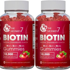Biotin Gummy Bears Hair Growth Products Biotin 10000mcg | Biotin Gummies Hair Skin and Nails Vitamins Sugar free Non GMO Gluten Free 60 Gummies 30 Day Supply - 2 Pack