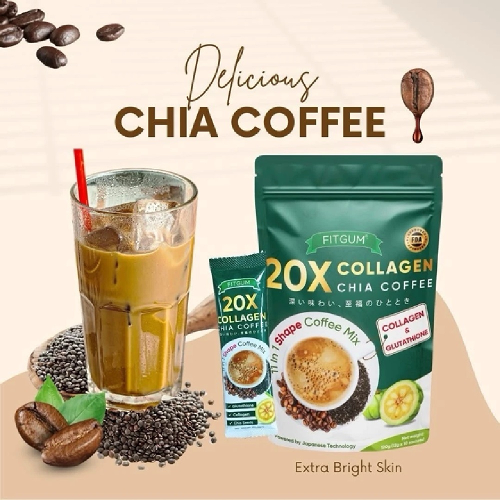 FITGUM 20X Collagen Chia Coffee - 11 in 1 Shape Coffee Mix - Image 5