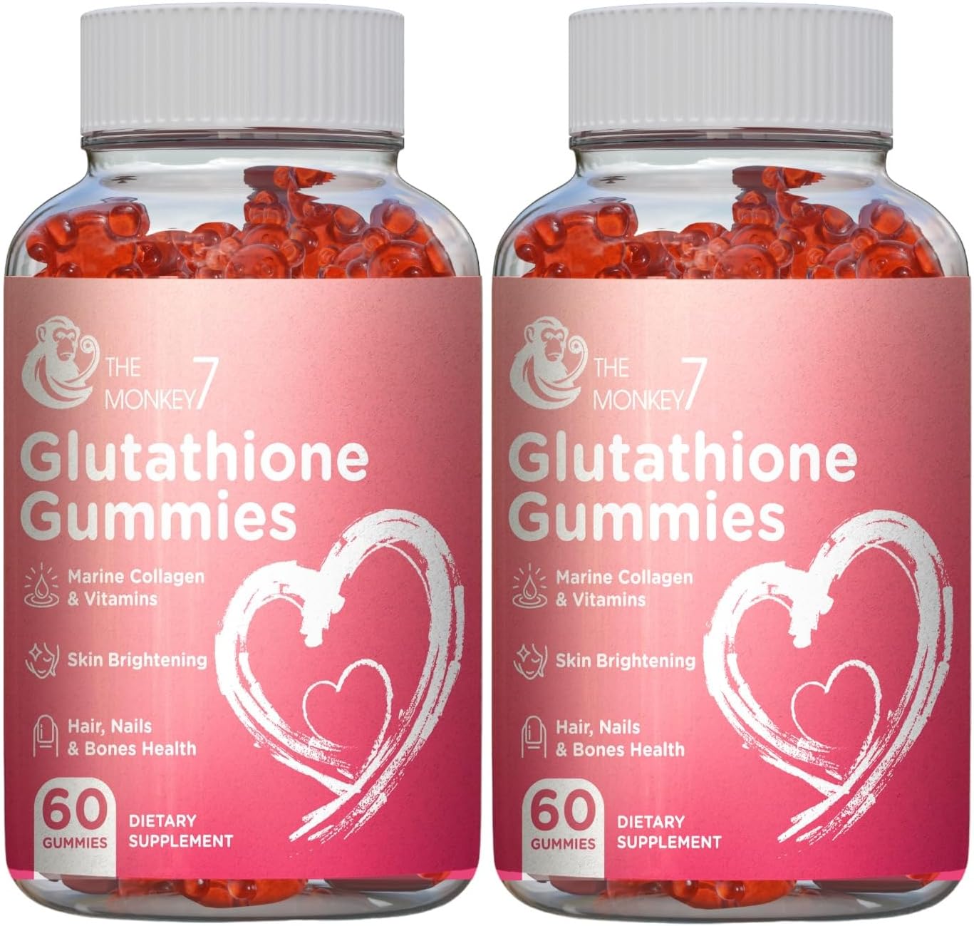 Glutathione Skin Whitening Gummies Natural Collagen Anti Aging 1000Mg (2 Pack)