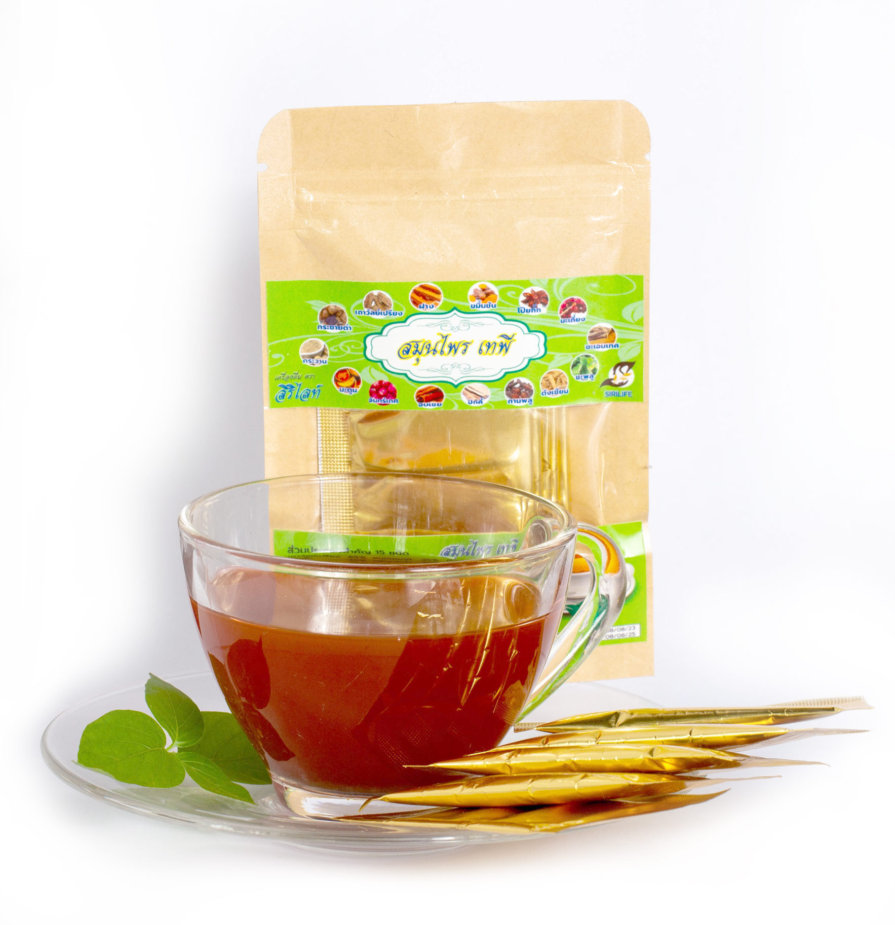 Thephi Thai Tea Natural Pain Relief from Thailand Thai Herbal Muscle Pain Relief Thai Herbal Powder Organic Ingredients 25 Teabags (5 Pack)