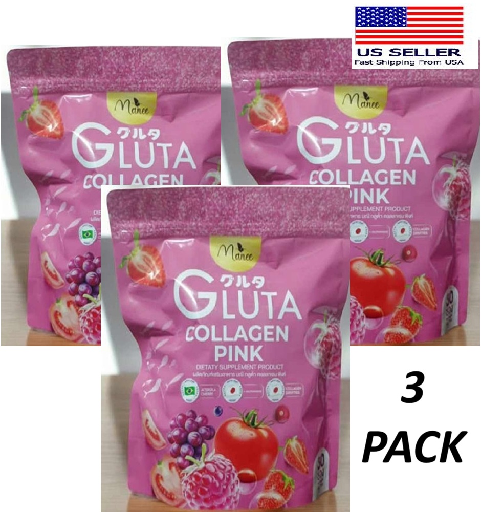 Manee Gluta Collagen Pink Anti-Aging Supports Healthy Smooth Skin 30 Sachets