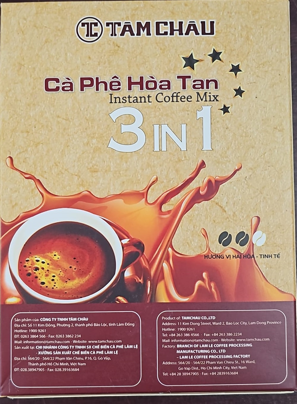 Tam Chau Ca Phe Hoa Tan 3 in 1 Vietnamese Instant Coffee Mix 20 Packs X17gr - Image 2