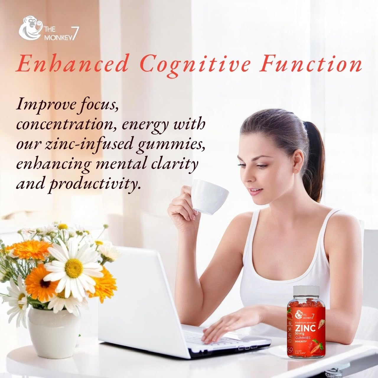 Zinc 50mg Gummies Zinc Citrate Maximum Strength | Zinc Gummies Gluten Free Zinc Gummy Bear Immune Support | Zinc Gummies for Women 60 Vegan Non-GMO - Image 5