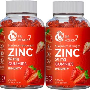 Zinc 50mg Gummies Zinc Citrate Maximum Strength | Zinc Gummies Gluten Free Zinc Gummy Bear Immune Support | Zinc Gummies for Women 60 Vegan Non-GMO