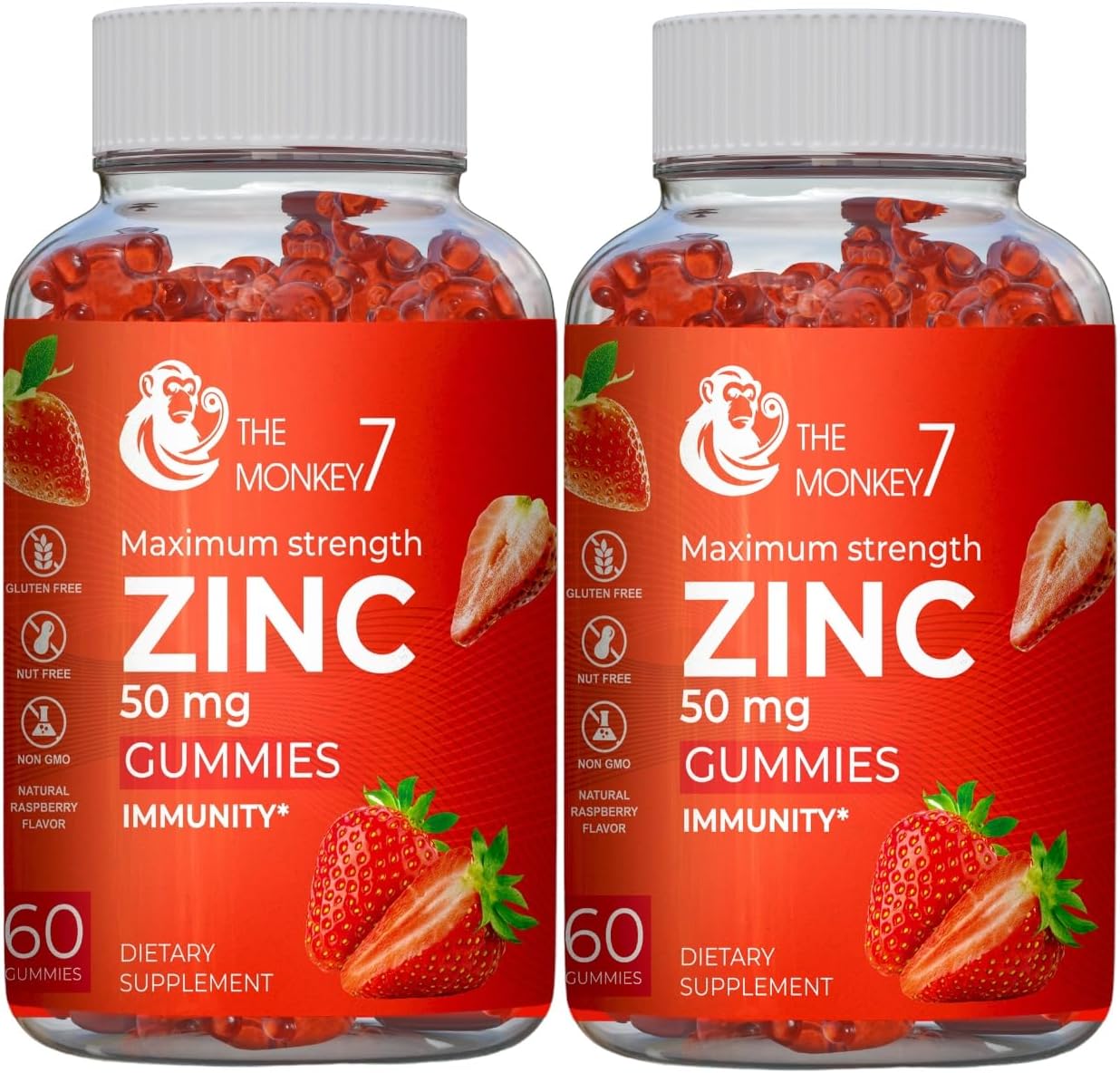 Zinc 50mg Gummies Zinc Citrate Maximum Strength | Zinc Gummies Gluten Free Zinc Gummy Bear Immune Support | Zinc Gummies for Women 60 Vegan Non-GMO