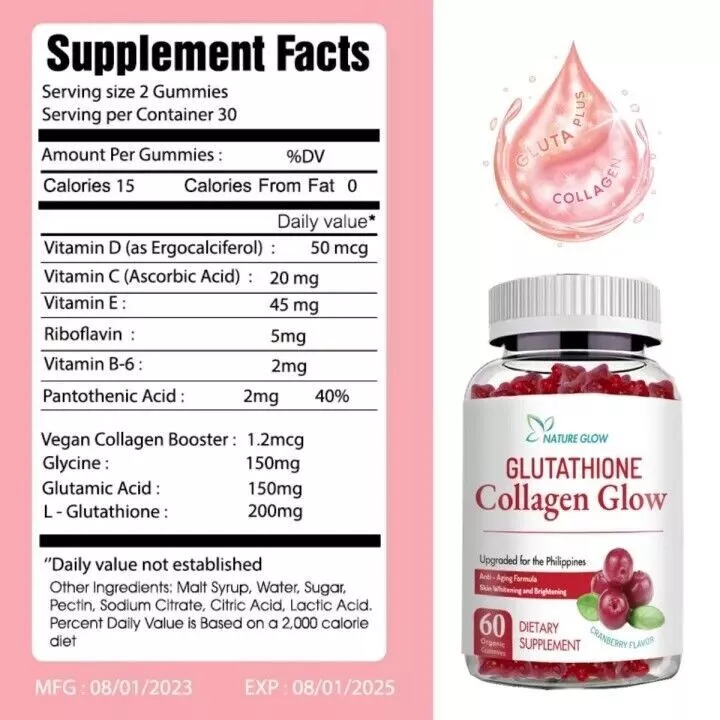 Nature Glow Glutathione Collagen Glow 60 Chewable Gummies - Image 11